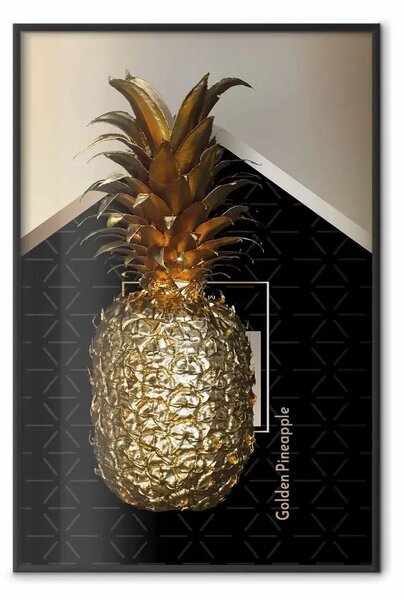 Poster: Ananas pazzo - frutto tropicale dorato e scritte in inglese