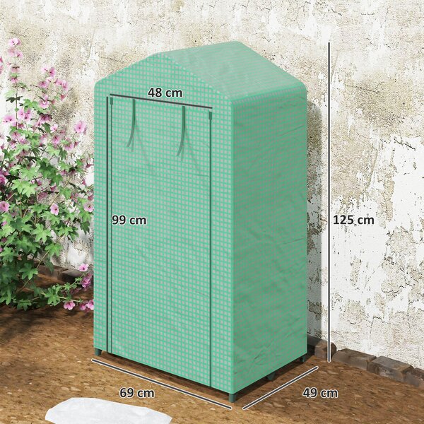 Outsunny Serra da Giardino a 3 Livelli Porta Avvolgibile Telaio in Metallo Copertura in PE Anti-UV 69x49x125 cm Verde | Aosom Italy