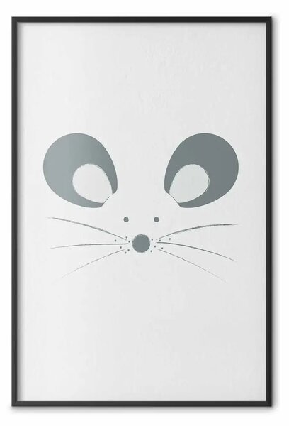 Poster: Topo curioso - animale con faccia divertente su sfondo grigio uniforme