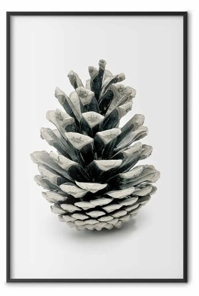 Poster: Natura aperta - pigna forestale su sfondo grigio