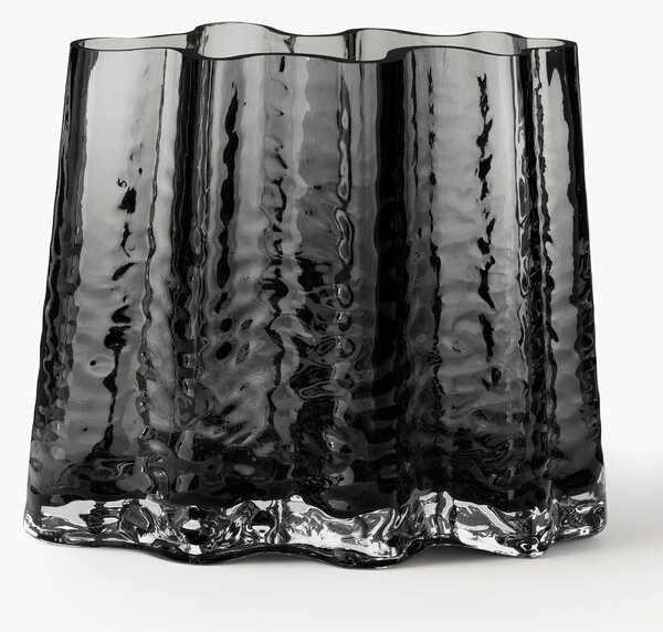 Vaso in vetro soffiato con superficie strutturata Gry, alt. 19 cm