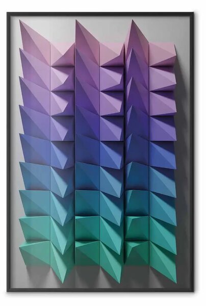 Poster: Movimento verticale - figure geometriche astratte e colorate in 3D