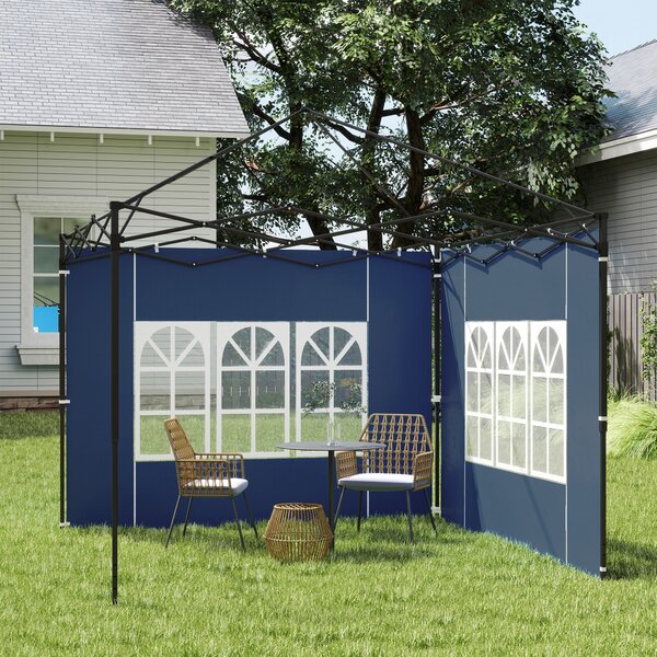 Outsunny Set da 2 teli laterali per gazebo 3x3 3x6 impermeabili con finestra Blu | Aosom Italy
