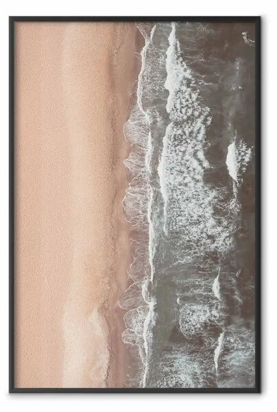 Poster: Linea di costa - paesaggio di spiaggia arancione e mare dall'alto