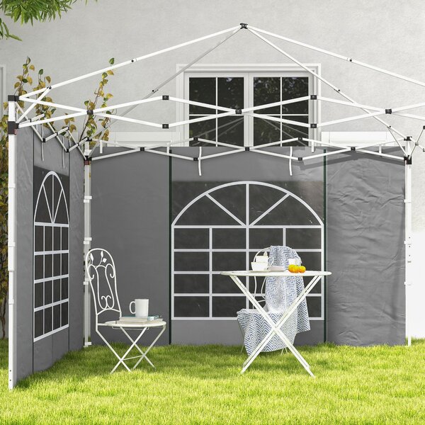 Outsunny Tende per gazebo, set da 2, per gazebo da giardino 3x6m o 3x3m, con finestre e porte, Grigio chiaro | Aosom Italy