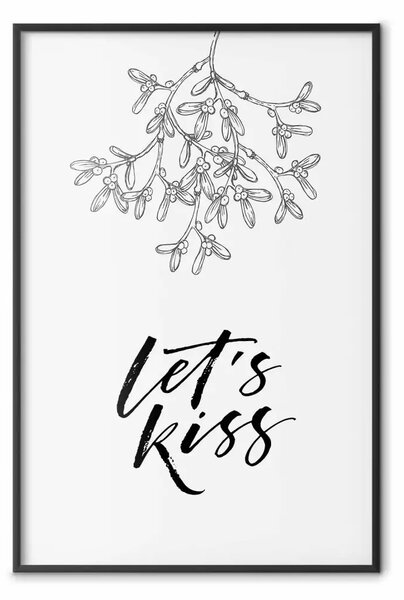 Poster: Let's kiss - motivo floreale e scritte in inglese