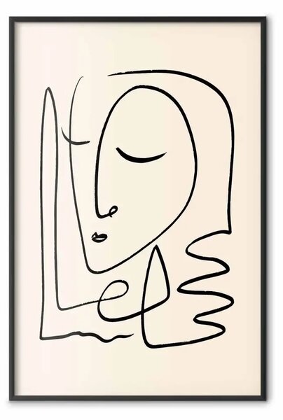 Poster: Leggerezza ricordi - line art volto su sfondo pastello