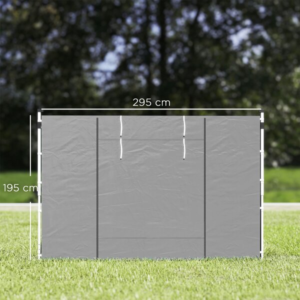 Outsunny Tende per gazebo, set da 2, per gazebo da giardino 3x6m o 3x3m, con finestre e porte, Grigio chiaro | Aosom Italy