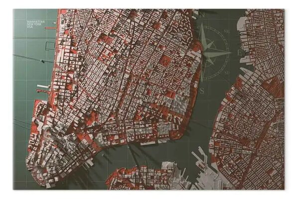 Quadro Incontro a Manhattan largo - mappa di New York