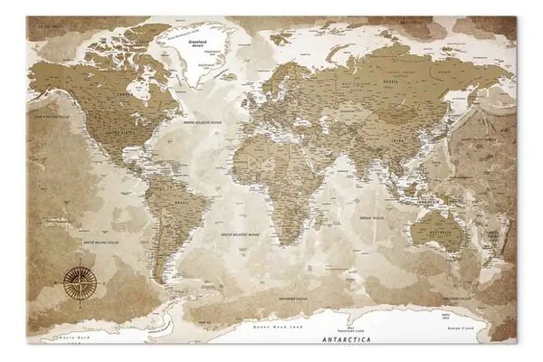 Quadro Mondo dimenticato largo - mappa del mondo con continenti