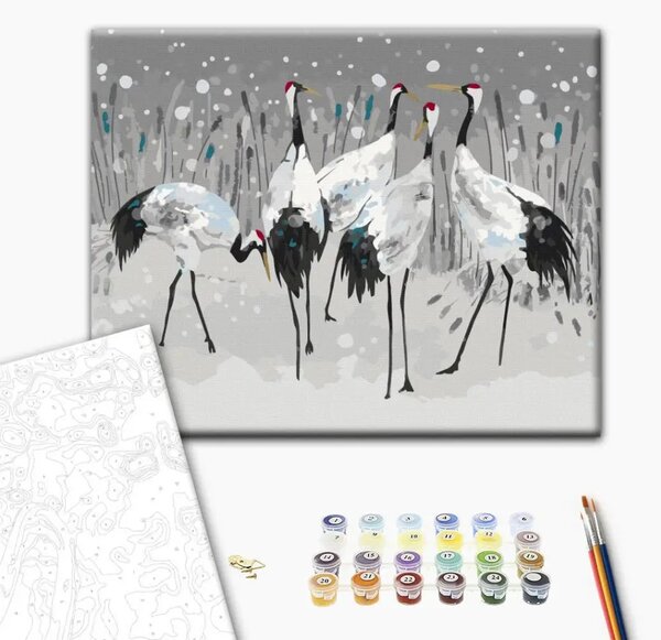 Quadro da dipingere con i numeri Famiglia di cicogne