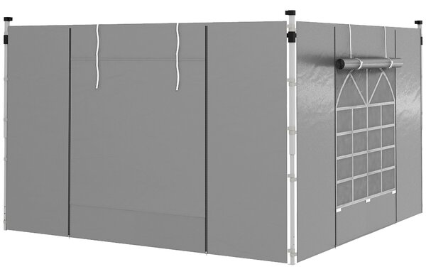 Outsunny Tende per gazebo, set da 2, per gazebo da giardino 3x6m o 3x3m, con finestre e porte, Grigio chiaro | Aosom Italy
