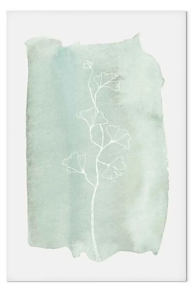 Quadro su tela Menta di Ginkgo verticale - lineart su sfondo pastello