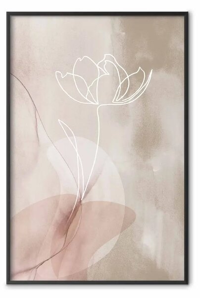 Poster: Traccia sviluppata - line art pianta su sfondo beige astratto