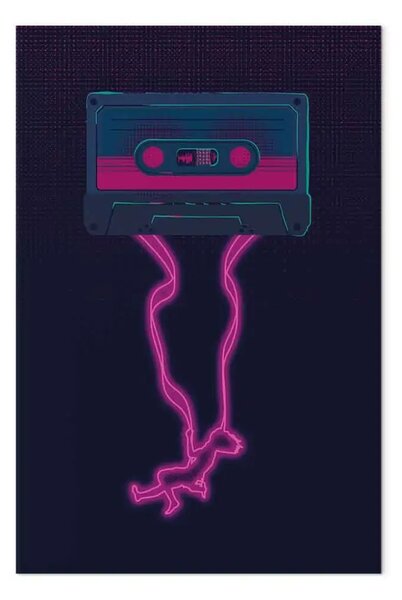 Quadro su tela Estasi musicale verticale - cassetta retro astratta