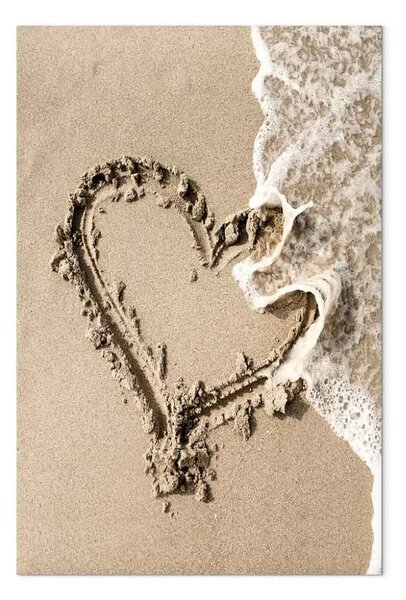 Quadro su tela Onda d'amore - cuore spiaggia