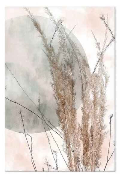 Quadro Erba al vento verticale - paesaggio erboso in stile boho