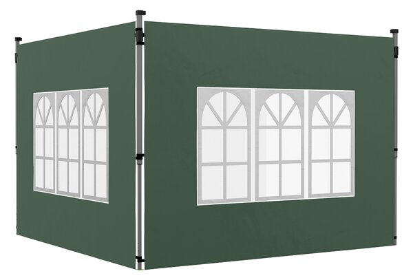 Outsunny Pareti Laterali per Gazebo 3 x 3 / 3 x 4 m 2 Pannelli in Tessuto Oxford 295x195 cm con Finestra per Feste Verde | Aosom Italy