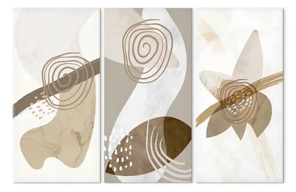 Quadro contemporaneo Trio beige (3 pezzi) - astrazione beige di figure geometriche