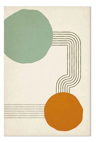 Quadro contemporaneo Cerchi astratti - grafica come Japandi con motivi geometrici