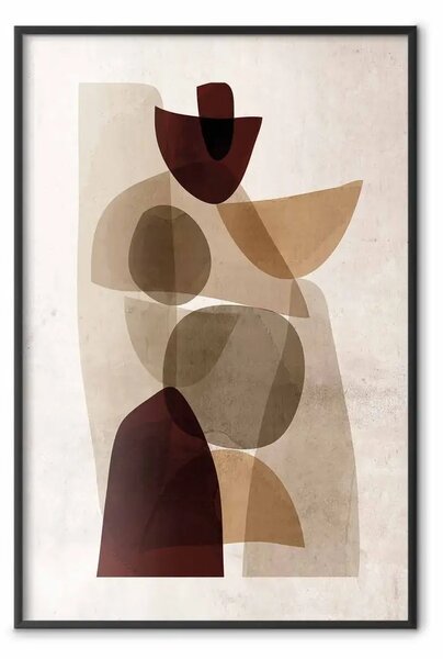 Poster: Penetrazione delle forme - figure astratte su sfondo di texture beige