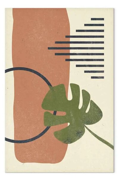 Quadro Foglia di monstera - Astrazione con forme piante e geometriche