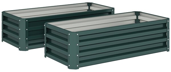 Outsunny Set di 2 Fioriere da Esterno Grandi in Acciaio Zincato Orti Urbani per Terrazza Giardino 110x50x30 cm Verde | Aosom Italy