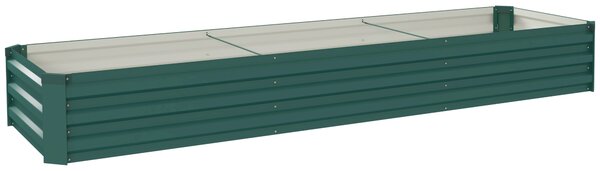Outsunny Fioriera Esterna Grande Rettangolare in Acciaio Galvanizzato Orto Urbano con Base Aperta 240x60x30 cm Verde | Aosom Italy