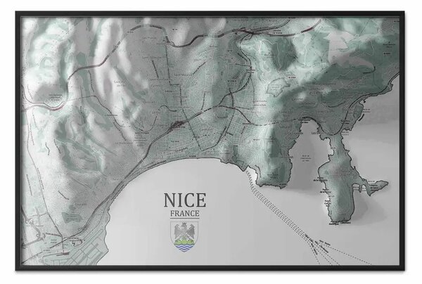 Poster: Nizza verde - mappa parte Francia, strade, montagne