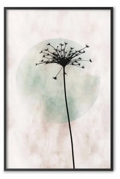 Poster: Sera autunnale - fiore soffione nero, cerchio chiaro