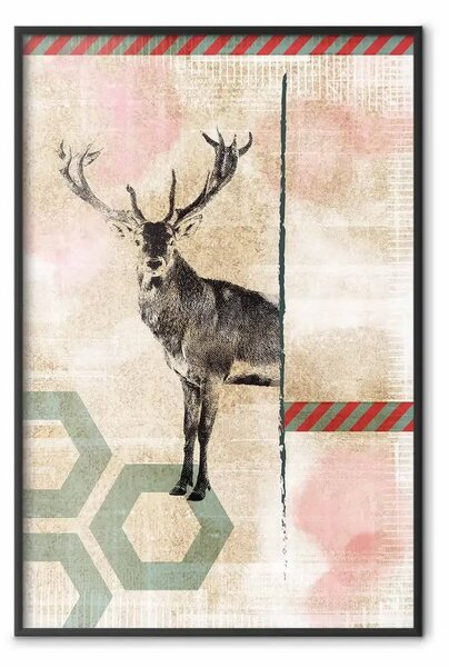 Poster: Cervo perduto - animale astratto tra figure su sfondo chiaro