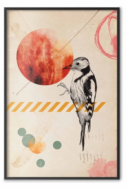 Poster: Posta degli uccelli - uccello e figure geometriche in tema astratto