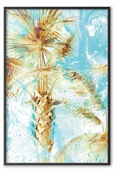 Poster: Paradiso proibito - paesaggio tropicale blu con palme dorate