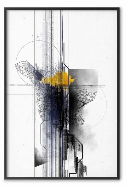 Poster: Viaggio sentimentale - mappa e disegni colorati in tema astratto