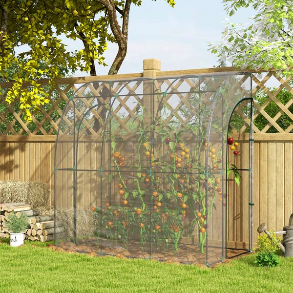 Outsunny Serra da giardino addossata, serra da balcone, telo rinforzato in PVC, 2 porte avvolgibili, 214 x 118 x 212 cm, trasparente | Aosom Italy