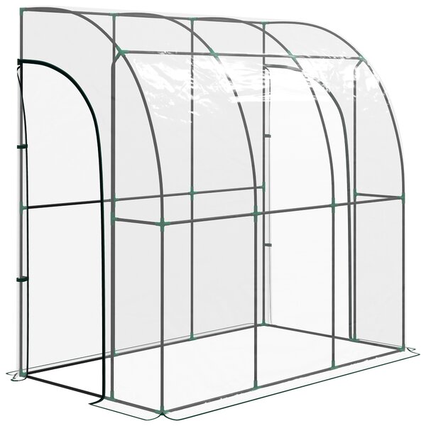 Outsunny Serra da giardino addossata, serra da balcone, telo rinforzato in PVC, 2 porte avvolgibili, 214 x 118 x 212 cm, trasparente | Aosom Italy