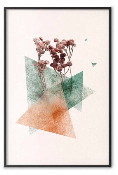 Poster: Fiore modernista - triangoli colorati astratti con piante