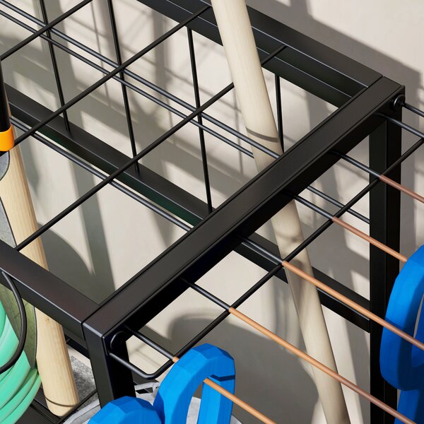 Outsunny Organizzatore di Attrezzi da Giardino Scaffale di Stoccaggio a 3 Livelli per Garage con Ganci | Aosom Italy