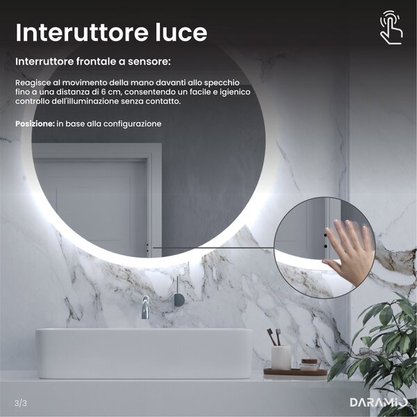 Specchio rotondo con luce LED E1