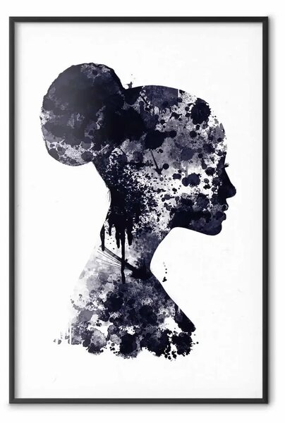 Poster: Profilo astratto - ritratto di donna in tema astratto scuro