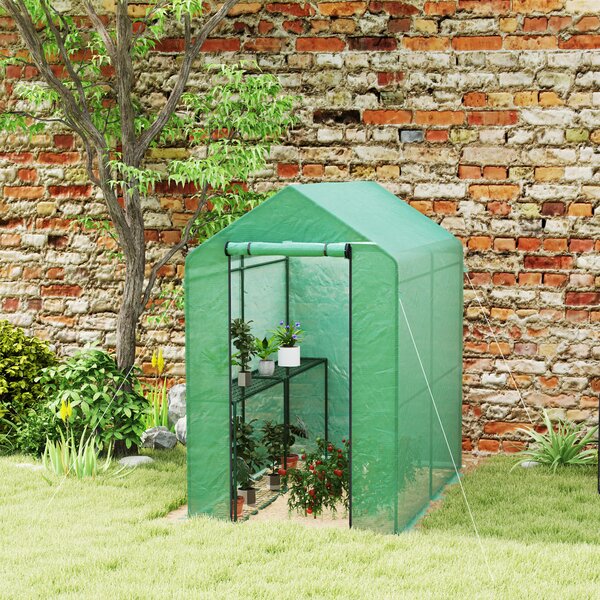 Outsunny Serra da giardino in PE ripiano 2 livelli, serra da balcone, telo rinforzato 140 g/m², telaio in acciaio, 186x120x190cm, verde | Aosom Italy