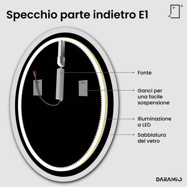 Specchio rotondo con luce LED E1
