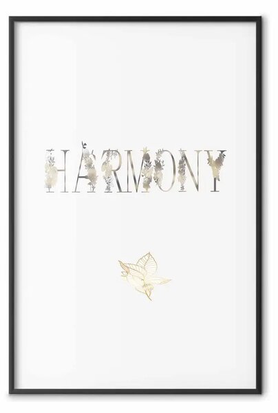 Poster: Armonia - scritta dorata in inglese su sfondo chiaro contrastante