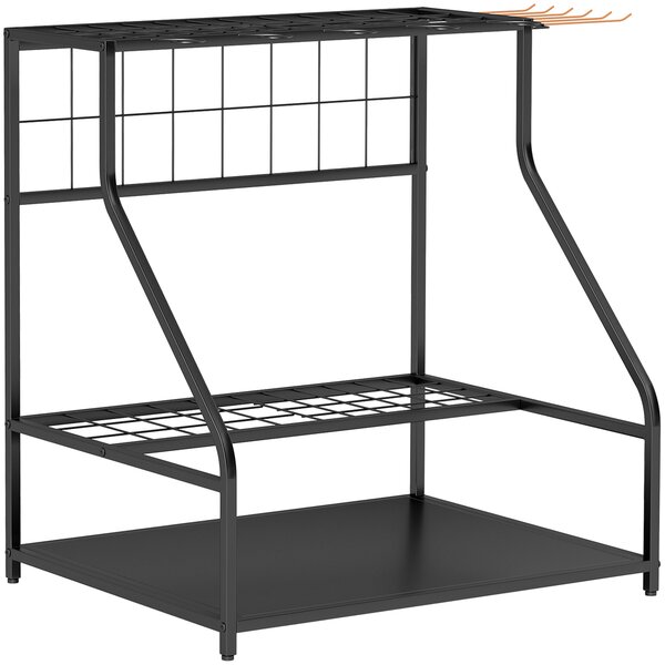 Outsunny Organizzatore di Attrezzi da Giardino Scaffale di Stoccaggio a 3 Livelli per Garage con Ganci | Aosom Italy