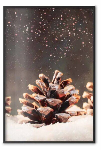 Poster: Cono invernale - composizione con clima invernale e neve che cade
