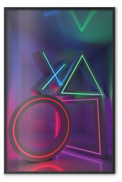 Poster: Zona vincente - figure geometriche con inserti neon colorati