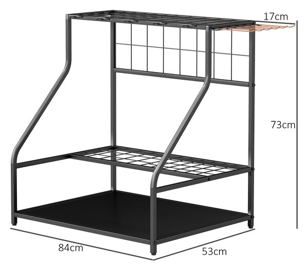 Outsunny Organizzatore di Attrezzi da Giardino Scaffale di Stoccaggio a 3 Livelli per Garage con Ganci | Aosom Italy