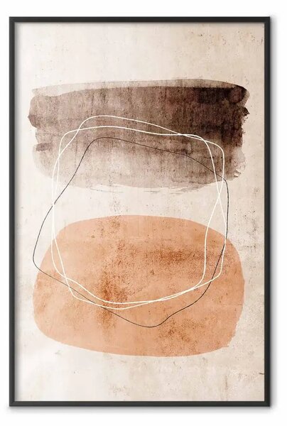 Poster: Figure vibranti - line art astratto e figure su texture beige