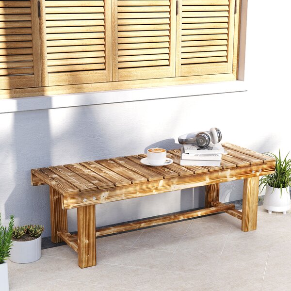 Outsunny Panca da giardino, panca, per 2 persone, rustica, 110 x 38 x 35 cm, Marrone scuro | Aosom Italy