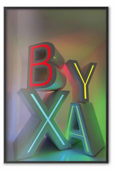 Poster: Avventura X - lettere colorate con imitazione 3D in tema astratto